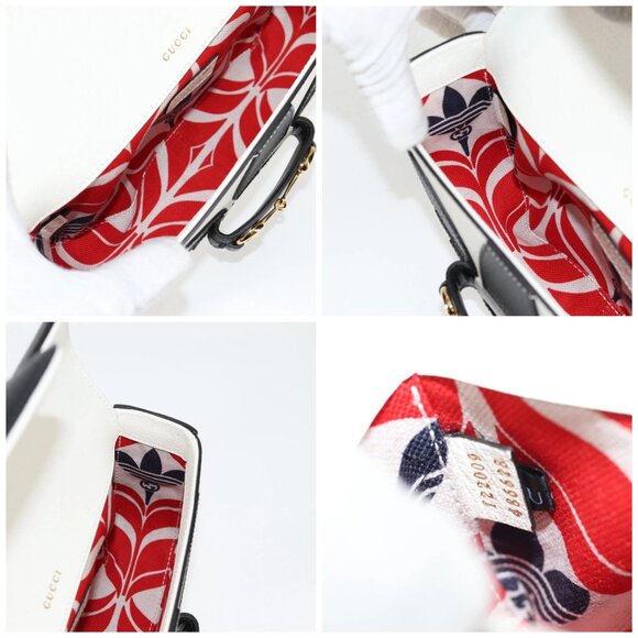 GUCCI Adidas Collaboration Horsebit Bag Leather 2way White 722009 Auth ac3794AM - Picture 16 of 16